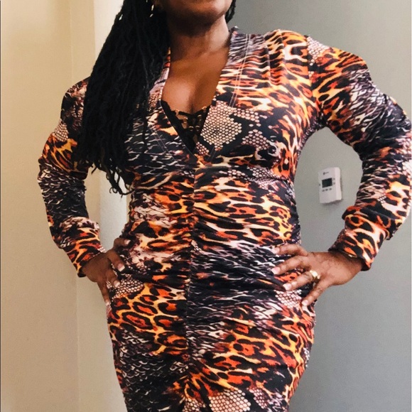 Multi Animal Print Sheath Rouge Dress - Picture 2 of 5